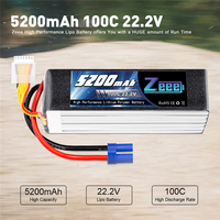 Batterie Lipo Zeee 22.2V 100C 5200mAh avec connecteur EC5, batterie RC pour voiture RC, camion, avion, hélicoptère
