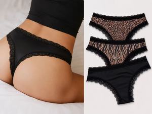 Mutandine da donna a vita alta in maglia sottile con stampa in pizzo, sexy, a vita bassa, invisibili, confezione da 5, taglie S-XL, 7 colori - Product Image 1