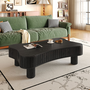 Lift Top Coffee Table 42 In Fluted Panel Hidden <b>Storage</b> Silent Hydraulic Lift Curved Safety <b>Corners</b> Living Room - Product Image 2