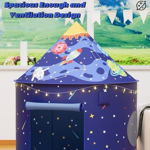 Rocket Ship Teepee Child Pop-up Small Space Playhouse <strong>Indoor</strong> Fun Kids <strong>Play</strong> <strong>Tent</strong> with Lights - Product Image 5
