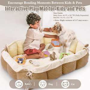 Tapis de jeu pour bébé ultra doux en coton 100% épais avec 6 jouets, lavable en machine et réglable - Product Image 6