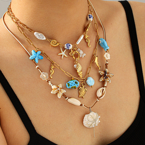 Collar KITI Vacation Ocean Charm, Joyería Resistente al Deslustre, Chapado en <span class=keywords><strong>Oro</strong></span> de 18K, Acero Inoxidable, Collar con Colgante de Perla de Playa para Mujer - Product Image 4