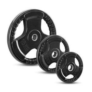 Juego de Discos de Pesas <span class=keywords><strong>BFT</strong></span> Fitness Equipment, Discos de Hierro Recubiertos de Goma, Barra de Mancuernas con Agarre Triple, Discos de Pesas con Agarre Triple - Product Image 1