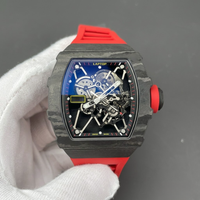 Montre automatique mécanique de luxe haut de gamme pour homme, boîtier en fibre de carbone noire, tourbillon, réserve de marche, style hip-hop sportif et tendance