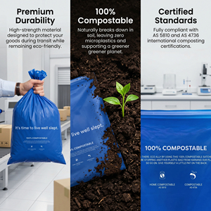 Bolsas de Envío Biodegradables con Logotipo Personalizado, Bolsas de Correo Compostables Azul Marino Mate AS5810 PLA para Empaque de Ropa - Product Image 2
