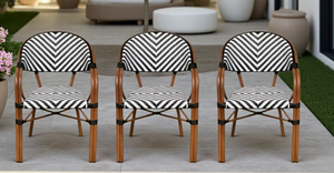 Chaise de bistrot de style français Yoshen en noir et blanc pour l'extérieur, chaise de jardin, chaise de patio - Product Image 5