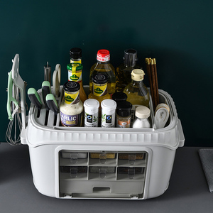 Soporte de plástico para almacenamiento de especias, gran capacidad para el hogar, estante multifuncional con tapa - Product Image 4
