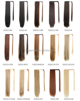 Extensions de cheveux queue de cheval longues et lisses pré-collées, fibres synthétiques haute température, tissage simple, pour tresses et coiffures.