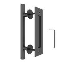 Juego de herrajes modernos negros ajustables de 12 pulgadas para puerta corredera tipo granero con tirador de manija y guía para ventana corredera, para zurdos, 1 año de garantía