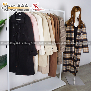 KingAAA Abrigo Largo de Lana Cruzado de Segunda Mano para Mujer, Chaqueta de Tweed Vintage Usada sin Forro, Retro con Botones para Invierno - Product Image 5