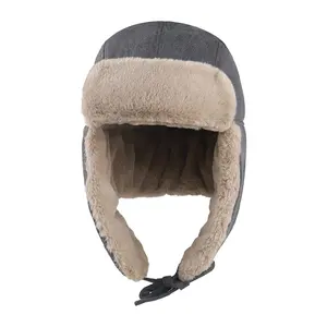 China Manufacturer Soft Lamb Faux Fur Winter Hats For Women Men Warm Windproof Bomber Hat with Ear Flaps