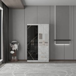 ตู้เสื้อผ้าไม้ Mdf มันวาวสูง,ตู้เสื้อผ้าห้องนอนสำหรับเด็กตู้เสื้อผ้าเฟอร์นิเจอร์3ประตูพร้อมกระจกห้องนอน - Product Image 6