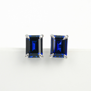 925 Silver Cultured Blue Sapphire <b>Earrings</b> 925 Silver <b>Earrings</b> Women's silver <b>earrings</b> Blue Sapphire <b>Stud</b> <b>Earrings</b> - Product Image 1