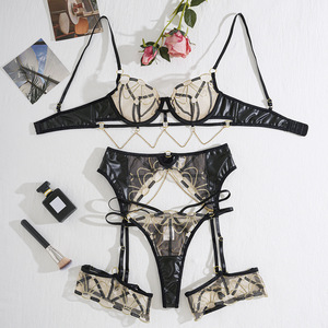 Lencería Femenina Sexy Premium, Conjunto de 4 Piezas con Cadenas Doradas de Lujo, Kit Transparente Honey Romance, Conjuntos de Lencería - Product Image 6