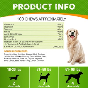 14 en 1 Probiotiques pour chiens Soulagement des allergies Chiens à mâcher Démangeaisons Soulagement de la peau Oméga 3 Huile de poisson + Probiotiques Allergies saisonnières Supplément pour chiens - Product Image 3