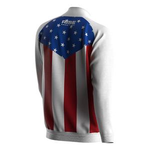 Chaqueta deportiva de invierno para hombre con cuello alto, estampado por sublimación, para fútbol y sudaderas, con cremallera, en blanco. - Product Image 4