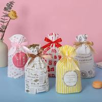 Sac à bonbons doré MU, sac en plastique PE pour festival avec cordon de serrage en ruban, sac cadeau pour bonbons, pochette en plastique pour emballage cadeau