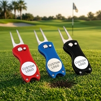 Stainless Steel Switchblade Golf Divot Tool Custom Logo Magnetic Blank Golf Ball Marker Golf Gift for Golfer Men Women