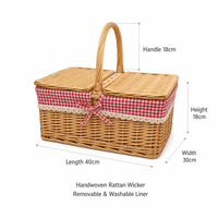 Panier de pique-nique en saule tressé à la main, écologique, style rustique campagnard, panier et boîte de rangement, boîte cadeau créative de remerciement