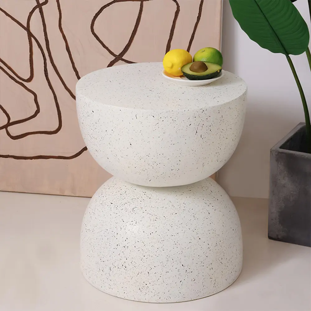 Style nordique blanc décoratif motif Terrazzo tabouret de jardin haute qualité salon extérieur Patio meubles Table d'appoint