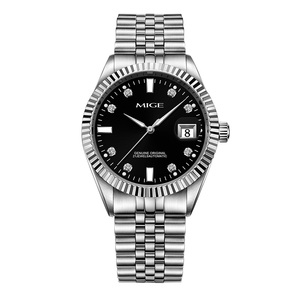 Reloj Automático Redondo de Acero Inoxidable para Mujer MIGE con Detalles de Diamantes, Visualización de Fecha Analógica, Elegante Reloj de Pulsera - Product Image 2