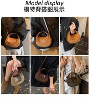 Sacs à main en daim souple à motif rétro pour femme, imperméables, avec fermeture à glissière, bandoulière légère et détails en cordon