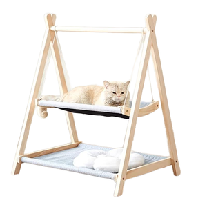 Cama Columpio Elevada para Gatos con Diseño <span class=keywords><strong>de</strong></span> Árbol <span class=keywords><strong>de</strong></span> Pino, Cojín Lavable <span class=keywords><strong>de</strong></span> Alta Resistencia, Torre <span class=keywords><strong>de</strong></span> Juego Independiente para Mascotas, Estructura Triangular Estable - Product Image 1