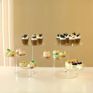 Trong suốt bánh cưới đứng 3 Tier Acrylic bánh đứng cho đám cưới sinh nhật & Đảng tráng miệng hiển thị bánh đứng chân - Product Image 4