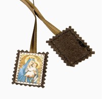 Pendentif Religieux en Gros Cœur Sacré de Jésus et Notre-Dame Scapulaire Catholique Saint Ornement Suspendu Talisman