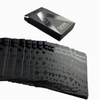 Jeu de cartes de jeu de poker en plastique pvc étanche noir avec impression de logo personnalisé personnalisé en vrac