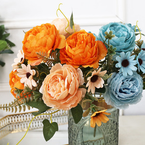 Flores Artificiales Lichao, Peonías y Margaritas de Seda para Decoración del Hogar y Bodas, 10 Pulgadas - Product Image 1