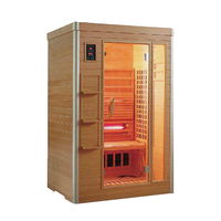 Kedatangan Baru Ruang Sauna Listrik Inframerah Jauh untuk 2 Orang dengan Panel Kontrol Digital Kayu Solid Hemlock 1800W