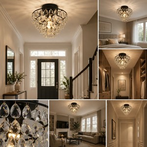 Modern Crystal Chandelier Ceiling <b>Light</b> Surface Mounted Crystal Ceiling Lamp for Living Room <b>Kitchen</b> Bedroom - Product Image 3