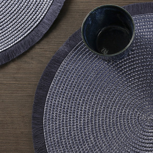 Napperons tissés pour Tables à manger, ensembles <span class=keywords><strong>de</strong></span> tapis ronds en lin et <span class=keywords><strong>macramé</strong></span> - Product Image 2