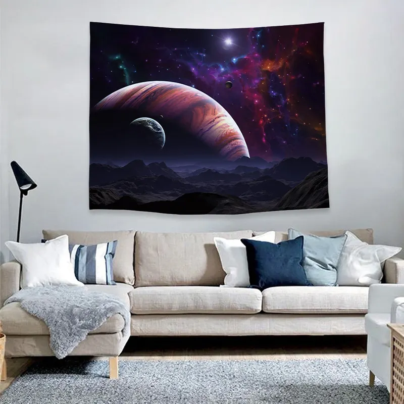 Professional Factory Digital Printed Vintage Tapestry Boutique Wall Hanging Psychedelic Galaxy Planet Tapestry