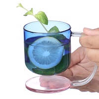 Tasse en verre flottante colorée avec poignée, anti-explosion et écologique, pour le bureau et la maison, tasse à café