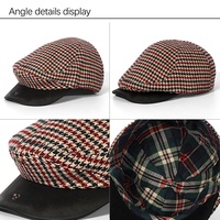 Sombrero con visera de invierno Gorra octogonal con visera Boina retro Inglaterra Visor Big Head Cap Driver Flat Cabbie Ivy Cap