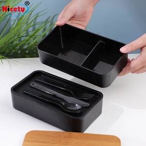 Nicety wholesale bamboo fiber 2 layer lunch box eco-friendly bento lunch box for kids and adult