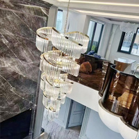 Luminaire suspendu en spirale pour escalier de villa personnalisé salle à manger projet d'hôtel salon lustres en cristal