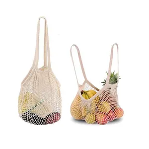 Mode Custom Ontwerp Puur Katoen Custom Fruit Boodschappen Mesh Tas Filter Custom Mesh Tas Voor Groenten