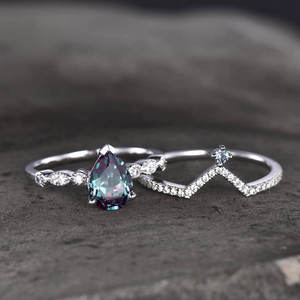 Nhẫn Xếp Hình Alexander Đá Quý Màu Xanh <span class=keywords><strong>CZ</strong></span> 925 Bán Chạy Nhẫn Bạc Sterling - Product Image 2