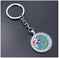 Vente en gros de porte-clés personnalisés Samoa à une face avec motifs d'emblèmes nationaux de différents pays, porte-clés incrustés de strass