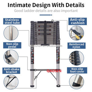 <span class=keywords><strong>Escalera</strong></span> Telescópica Individual <span class=keywords><strong>de</strong></span> <span class=keywords><strong>Acero</strong></span> <span class=keywords><strong>Inoxidable</strong></span> <span class=keywords><strong>de</strong></span> 30 cm, con Cojín Antideslizante, Certificado EN131, Portátil, Industrial, <span class=keywords><strong>para</strong></span> Exteriores - Product Image 2
