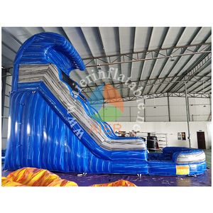 Toboggan <span class=keywords><strong>aquatique</strong></span> gonflable sur le thème des vagues bleues avec piscine, toboggan en PVC de qualité commerciale très résistant pour enfants et adultes, location pour fête <span class=keywords><strong>aquatique</strong></span> - Product Image 2