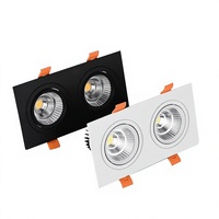 Spot LED encastré carré COB avec grille, lumière de plafond simple/double/triple tête, CRI 95+, dimmable, idéal pour les centres commerciaux