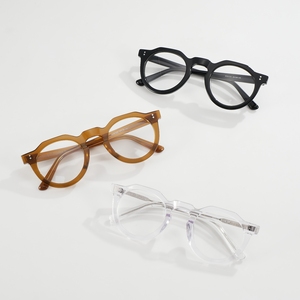 Monture de lunettes vintage polygonale ronde en acétate pour hommes et femmes, monture optique anti-lumière bleue, logo personnalisé, OEM, sur ordonnance - Product Image 1