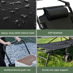 Chariot pliant 3-en-1 avec chaise longue inclinable, capacité <span class=keywords><strong>de</strong></span> 300 kg, chariot utilitaire extérieur robuste avec roues tout-terrain - Product Image 5