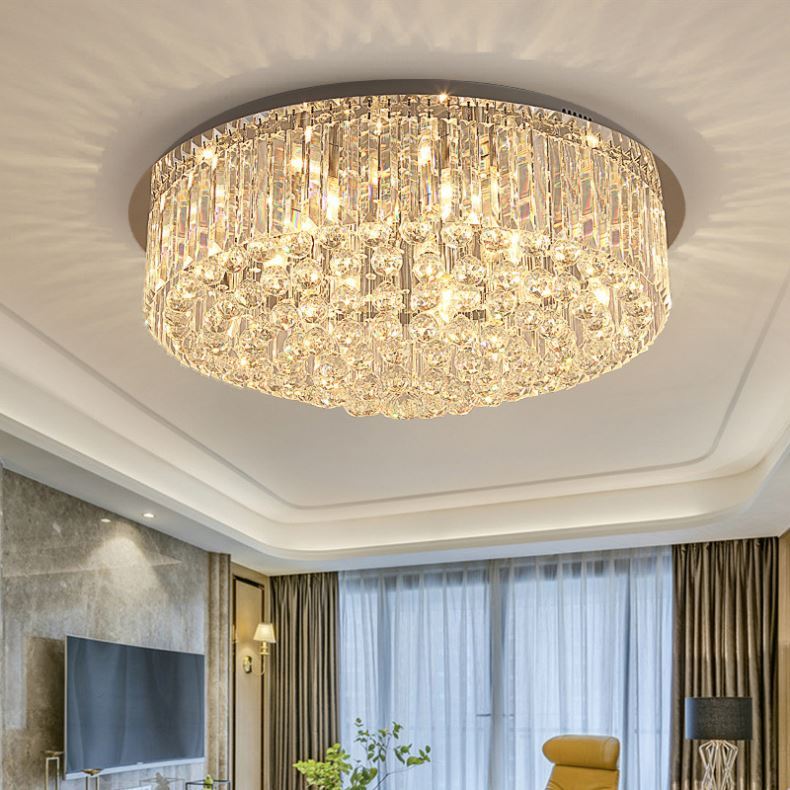 European Style Crystal Ceiling Light Simple Atmospheric LED Lighting Fixtures for Bedroom Living Room Kitchen. AC Power Aluminum