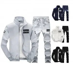 Blank Customized logo Men's Fleece Thicken Hoodies set training wear Velvet two piece tracksuit