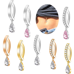 2026 Bijoux de corps tendance : Anneaux de nombril Clicker, Piercing de nombril en acier inoxydable plaqué or, <span class=keywords><strong>Faux</strong></span> bijoux de corps - Product Image 1